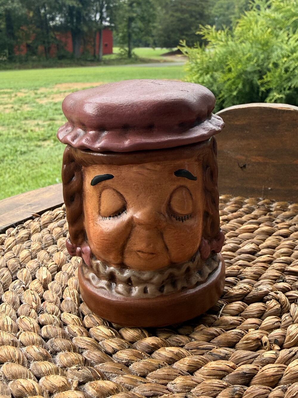 Kitschy Vintage Ceramic Lidded Figurine